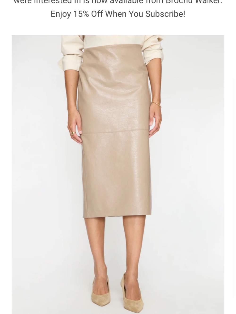 Brochu Walker - The Irene Vegan Leather Midi Pencil Skirt in Taupe